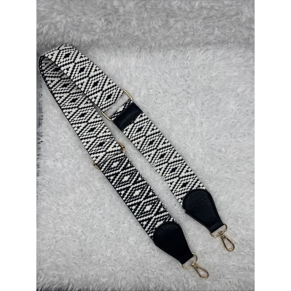 Jen & Co. Adjustable Guitar Strap or Handbag Strap NEW Black & White Chevron